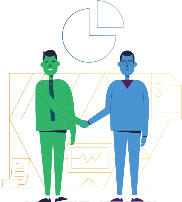 Illustration men shaking hands